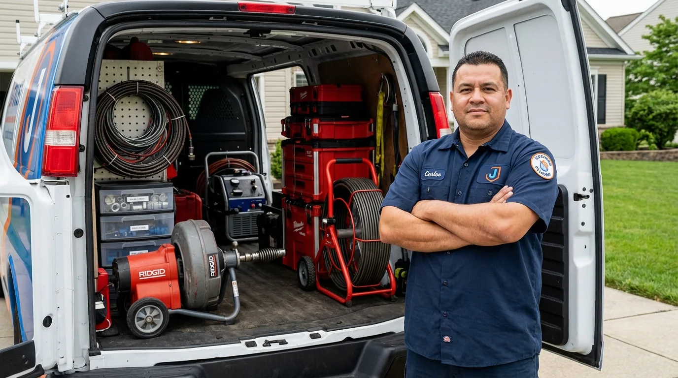 Professional drain cleaning equipment and Johns Plumbing LLC plumber in Sells