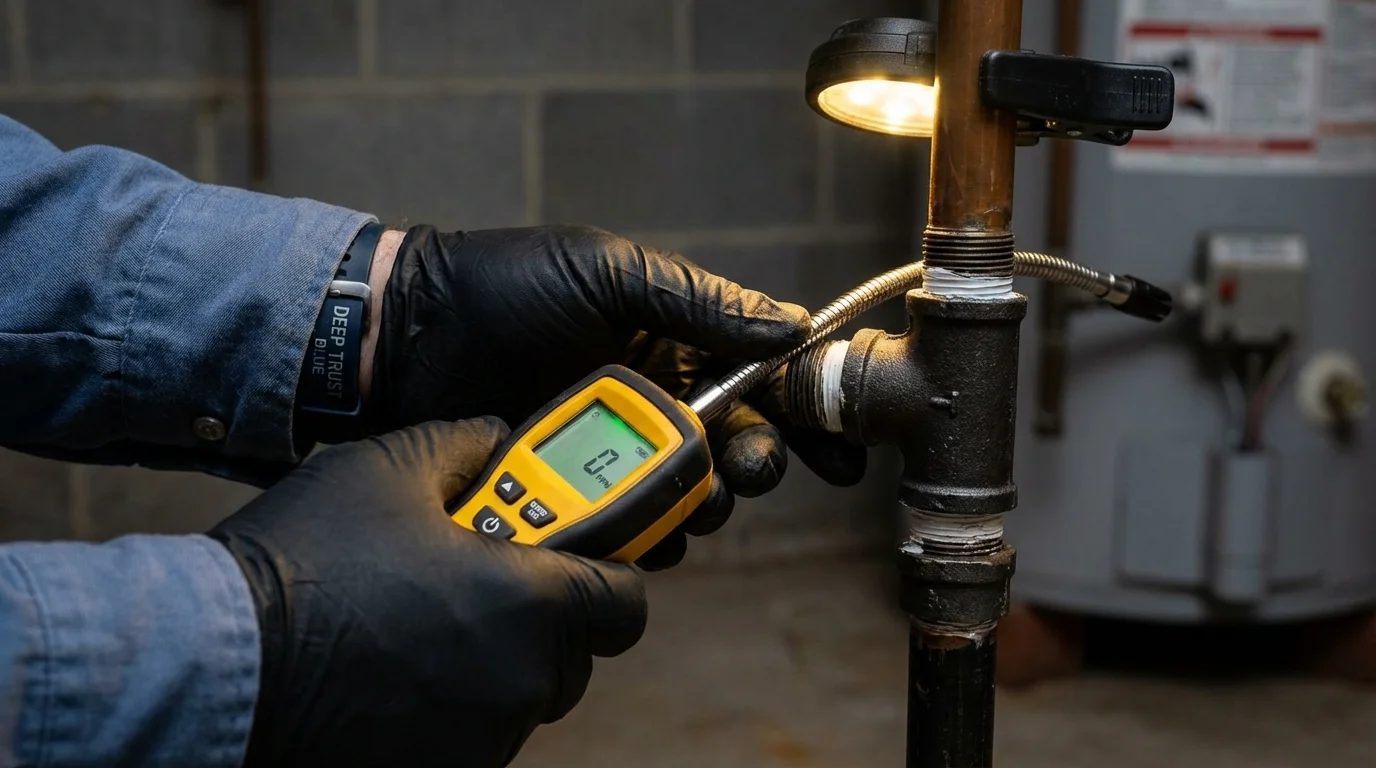 Gas leak detection with electronic sniffer by Johns Plumbing LLC in Sells