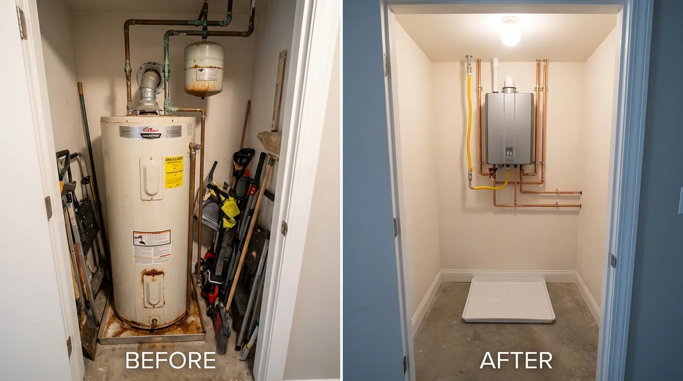 Tank water heater versus wall-mounted tankless unit comparison for Sells, AZ homeowners