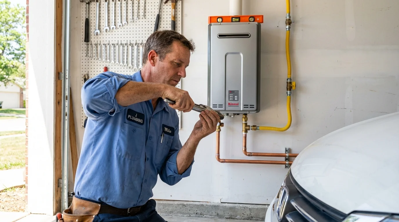Tankless water heater installation by a Johns Plumbing LLC plumber in Sells